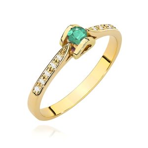 Pierścionek W0435 Szmaragd 0,15ct żółte złoto