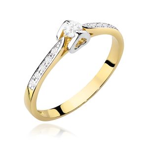 Pierścionek W0435 Diament Laboratoryjny 0,10ct żółte złoto