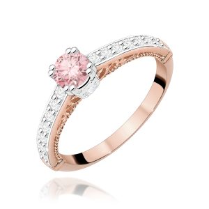 Pierścionek W0439 Diament Laboratoryjny różowy 0,30ct różowe złoto