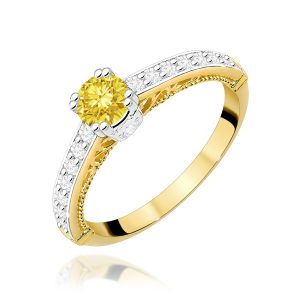 Pierścionek W0439 Diament Laboratoryjny żółty 0,30ct żółte złoto