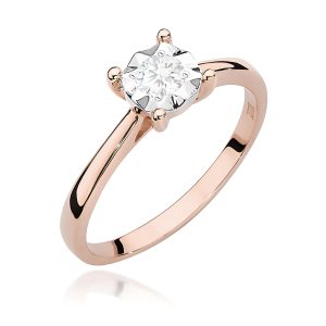 Pierścionek W0447 Diament Laboratoryjny 0,20ct różowe złoto
