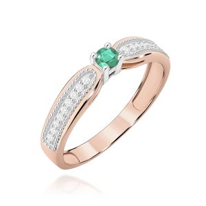 Pierścionek W0449 Szmaragd 0,15ct różowe złoto
