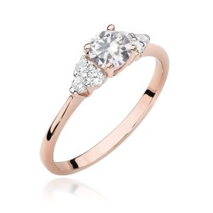 Pierścionek W0451 Biały Szafir 0,60ct różowe złoto