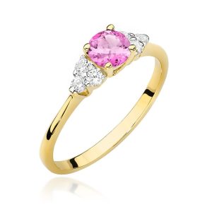 Pierścionek W0451 Topaz Różowy 0,60ct żółte złoto