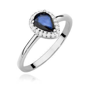 Pierścionek W0455 Szafir 0,60ct białe złoto