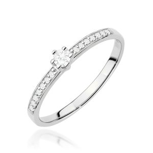 Pierścionek W0459 Diament Laboratoryjny 0,10ct białe złoto