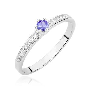 Pierścionek W0459 Tanzanit 0,15ct białe złoto