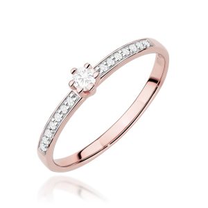 Pierścionek W0459 Diament Laboratoryjny 0,10ct różowe złoto