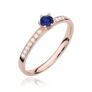 Pierścionek W0459 Szafir 0,15ct różowe złoto