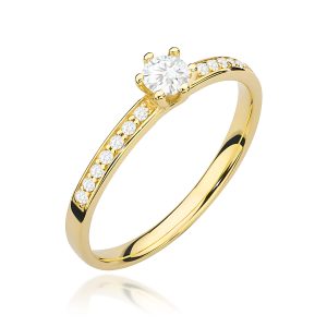 Pierścionek W0459 Diament 0,10ct żółte złoto