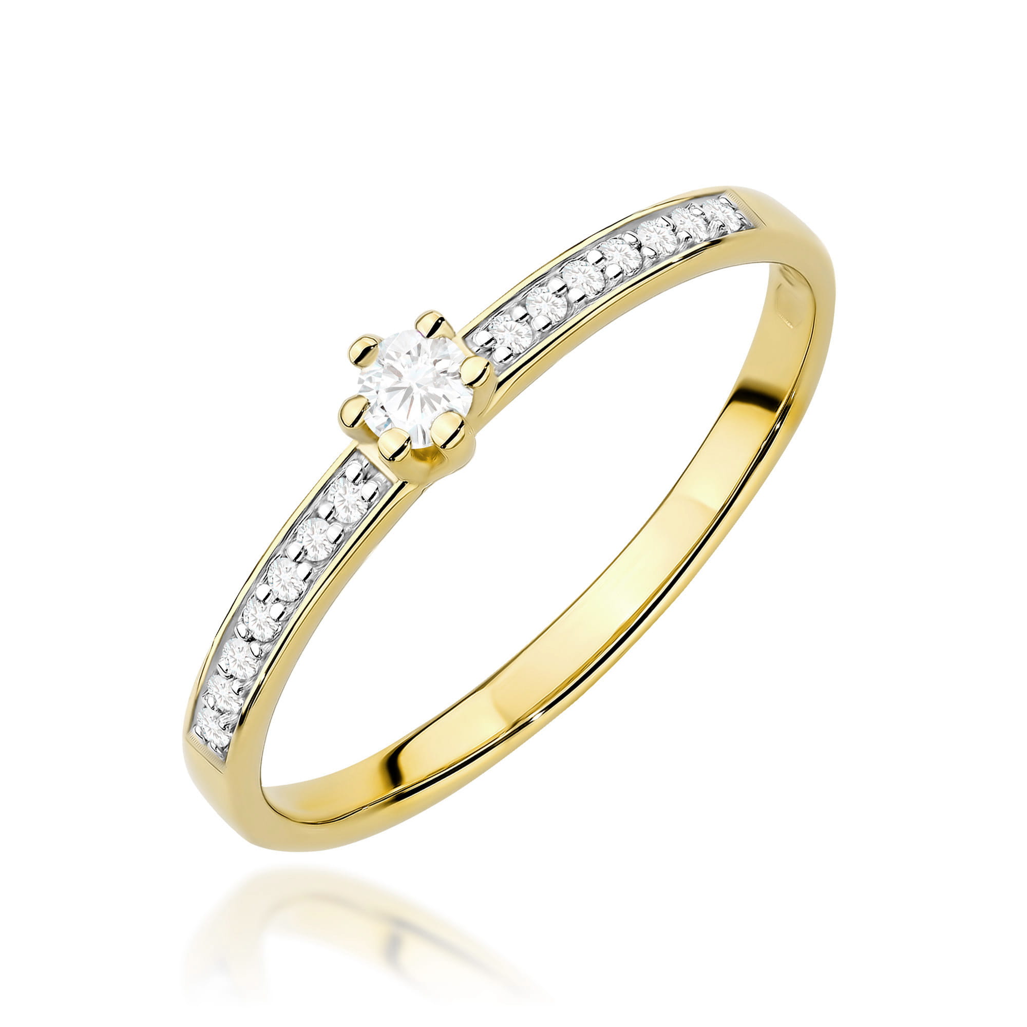 Pierścionek W0459 Diament Laboratoryjny 0,10ct żółte złoto
