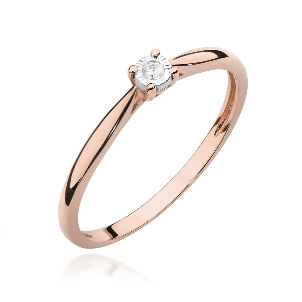 Pierścionek W0461 Diament 0,01ct różowe złoto