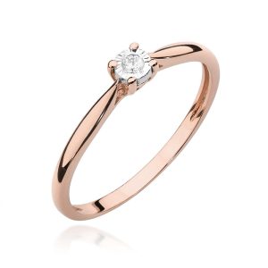 Pierścionek W0461 Diament 0,03ct różowe złoto