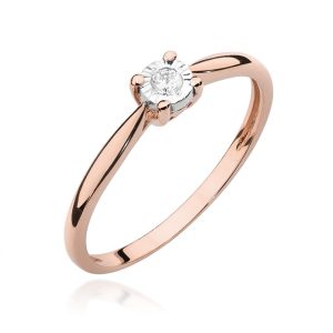 Pierścionek W0461 Diament 0,08ct różowe złoto
