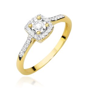 Pierścionek W0462 Diament Laboratoryjny 0,08ct żółte złoto