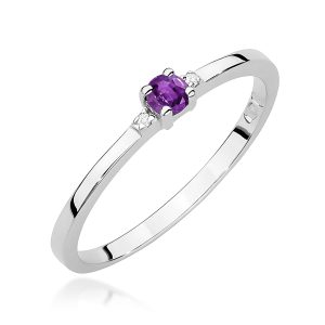 Pierścionek W0464 Ametyst 0,10ct białe złoto