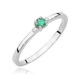 Pierścionek W0464 Szmaragd 0,15ct białe złoto