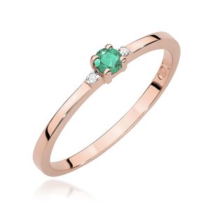 Pierścionek W0464 Szmaragd 0,15ct różowe złoto