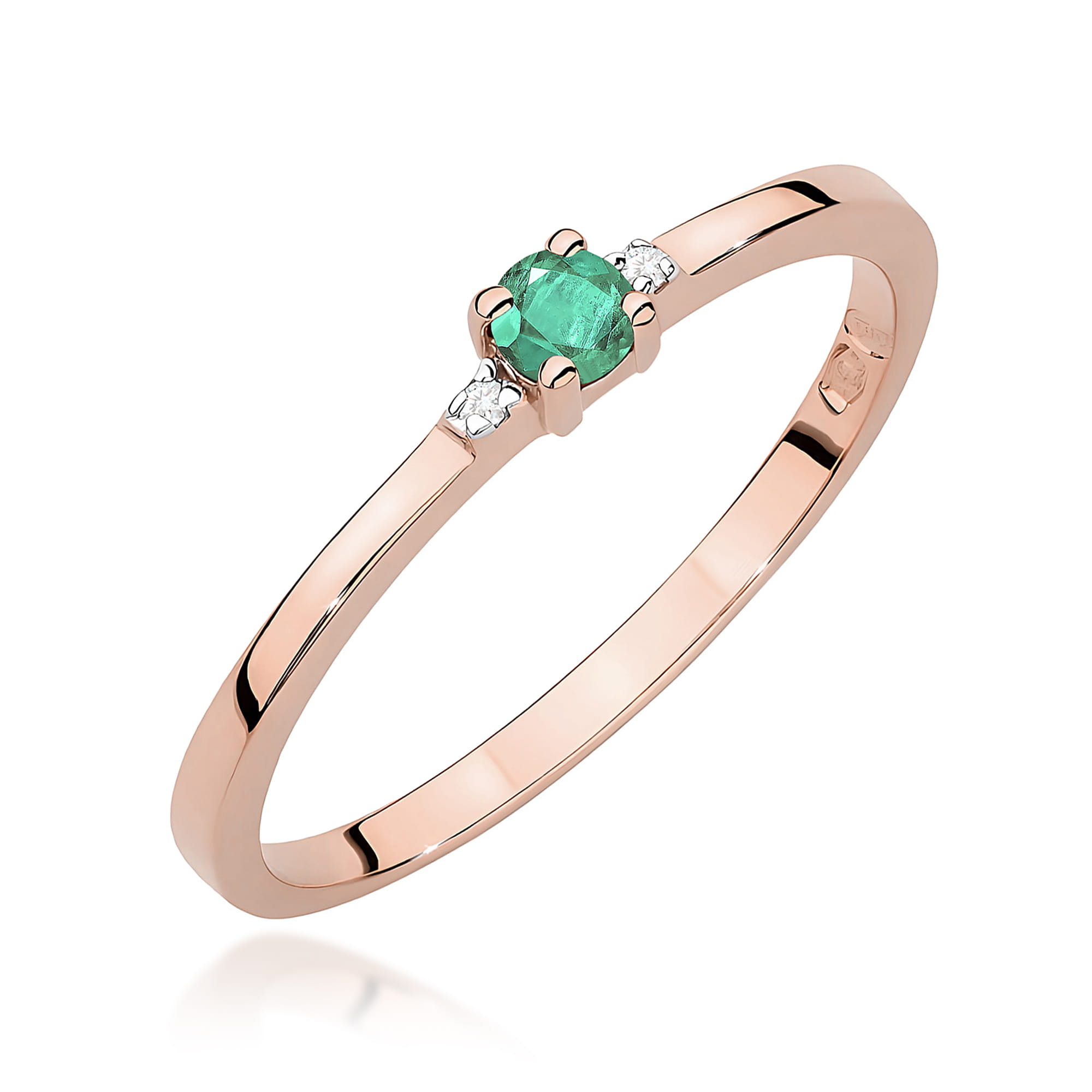 Pierścionek W0464 Szmaragd 0,15ct różowe złoto
