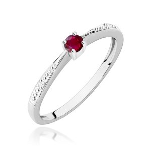 Pierścionek W0465 Rubin 0,15ct białe złoto
