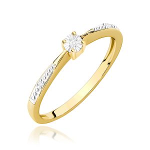 Pierścionek W0465 Diament 0,01ct żółte złoto