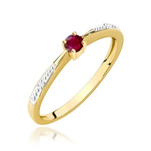 Pierścionek W0465 Rubin 0,15ct żółte złoto
