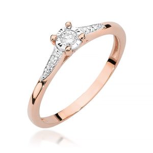 Pierścionek W0466 Diament 0,08ct różowe złoto