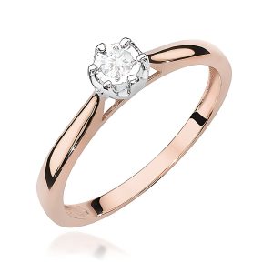 Pierścionek W0468 Diament 0,08ct różowe złoto