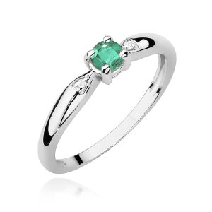 Pierścionek W0469 Szmaragd 0,15ct białe złoto