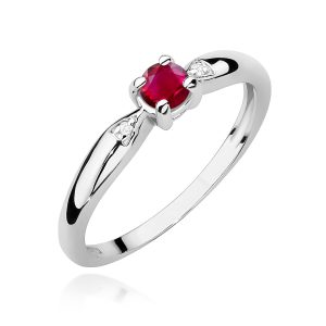 Pierścionek W0469 Rubin 0,15ct białe złoto