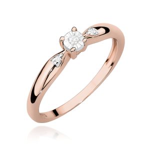 Pierścionek W0469 Diament 0,02ct różowe złoto