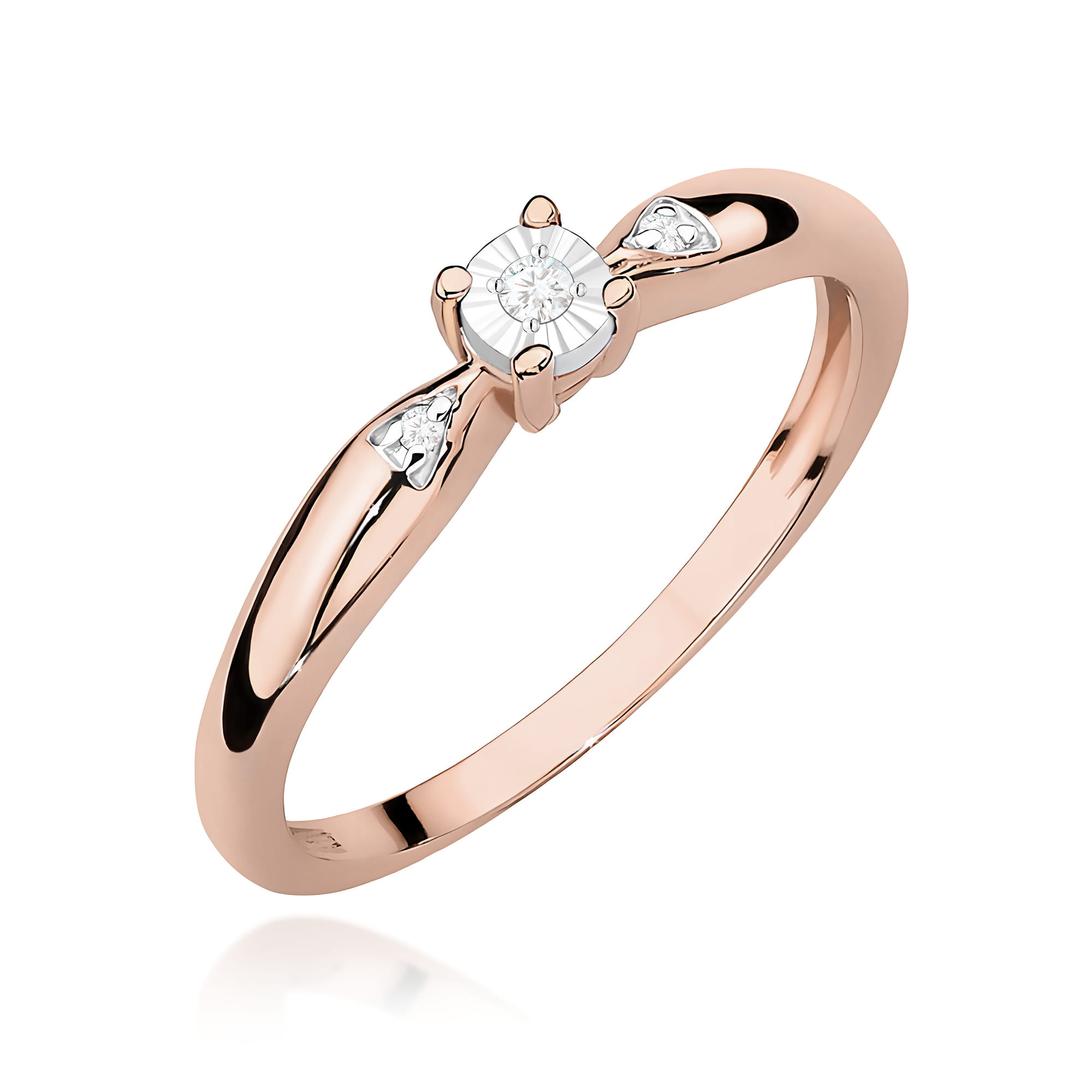 Pierścionek W0469 Diament 0,02ct różowe złoto