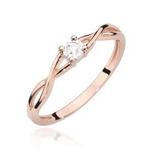 Pierścionek W0470 Diament 0,03ct różowe złoto