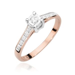Pierścionek W0474 Diament 0,08ct różowe złoto