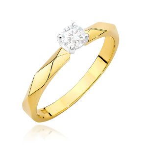 Pierścionek W0484 Diament 0,15ct żółte złoto