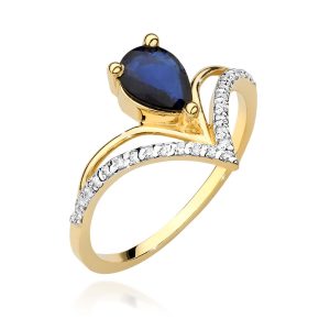 Pierścionek W0487 Szafir 0,60ct żółte złoto