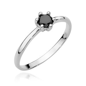 Pierścionek W0496 Czarny Diament 0,30ct białe złoto