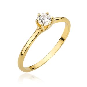 Pierścionek W0499 Diament 0,20ct żółte złoto