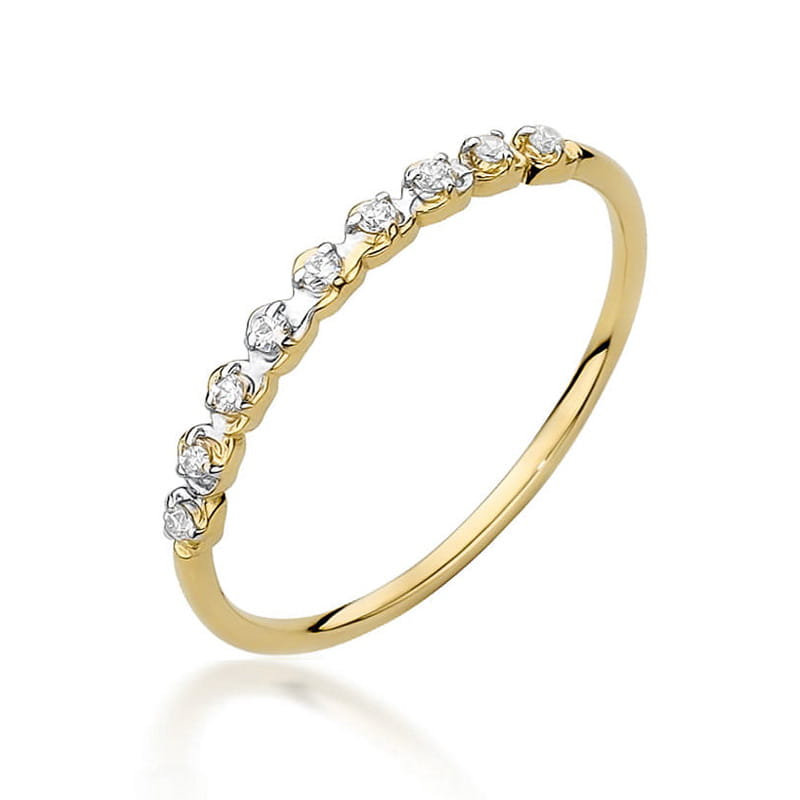 Pierścionek W0504 z diamentami żółte złoto