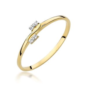 Pierścionek W0505 z diamentami żółte złoto