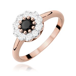 Pierścionek W0529 Czarny Diament 0,50ct różowe złoto