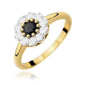 Pierścionek W0529 Czarny Diament 0,50ct żółte złoto