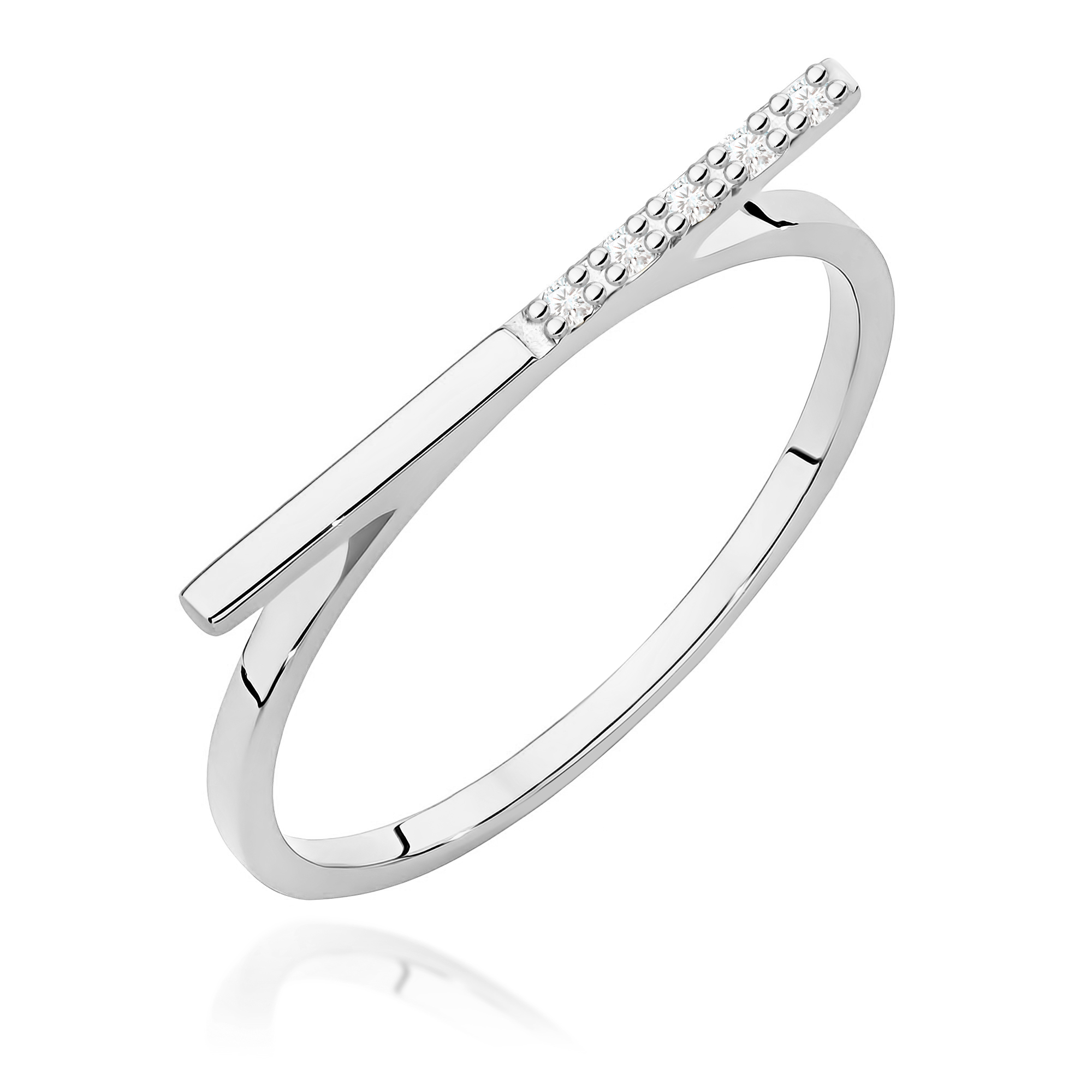 Pierścionek W0537 z diamentami białe złoto