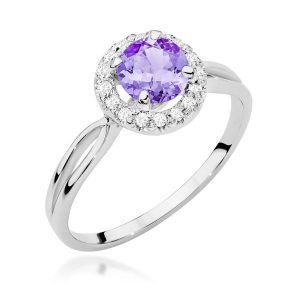 Pierścionek W0538 Ametyst 0,90ct białe złoto
