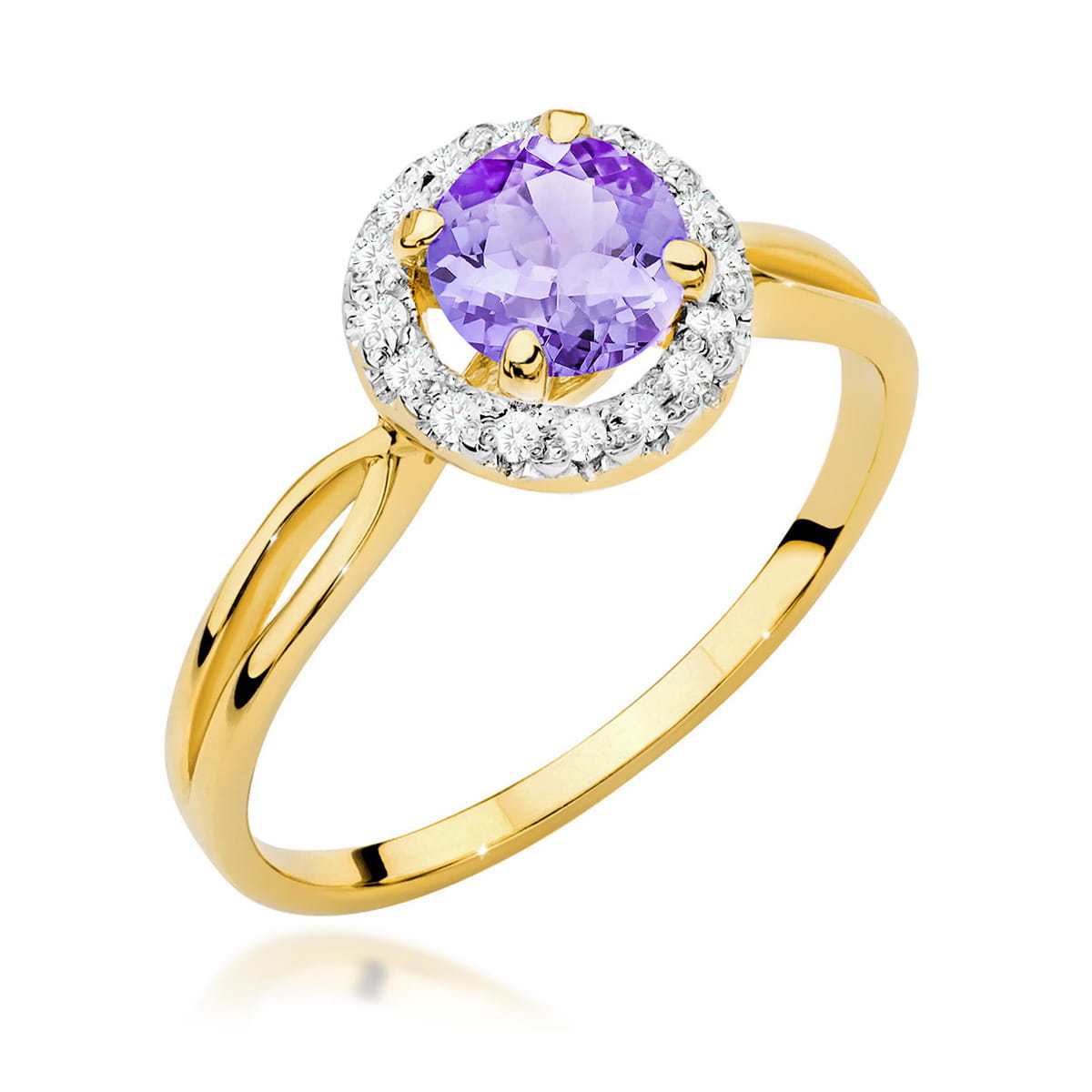 Pierścionek W0538 Ametyst 0,90ct żółte złoto