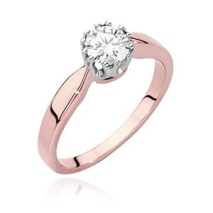 Pierścionek W0541 Diament Laboratoryjny 0,50ct różowe złoto