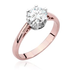 Pierścionek W0542 Diament Laboratoryjny 1,00ct różowe złoto