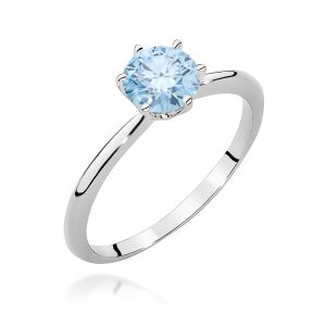 Pierścionek W0553 Diament Laboratoryjny niebieski 1,00ct białe złoto