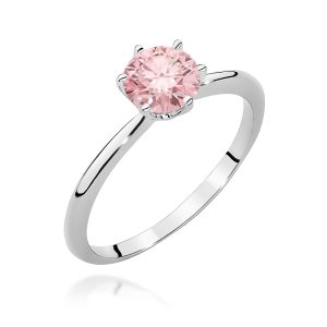Pierścionek W0553 Diament Laboratoryjny różowy 1,00ct białe złoto