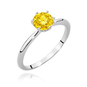 Pierścionek W0553 Diament Laboratoryjny żółty 1,00ct białe złoto